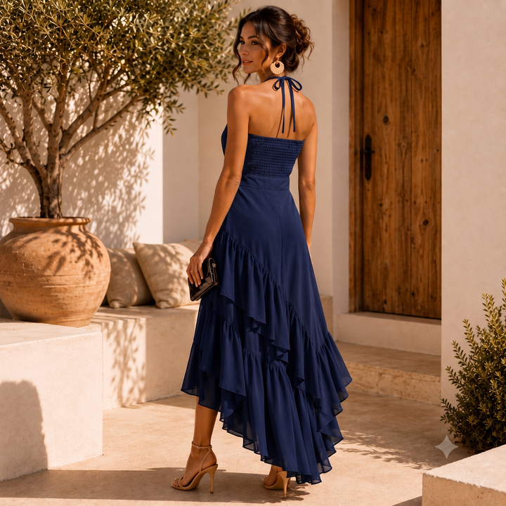 Iselle | Carla Elegant Asymmetric Hem Dress