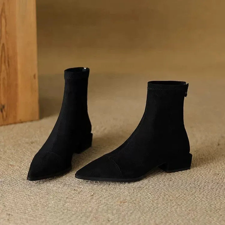 Delphine Suede Pointed-Toe Ankle Boots