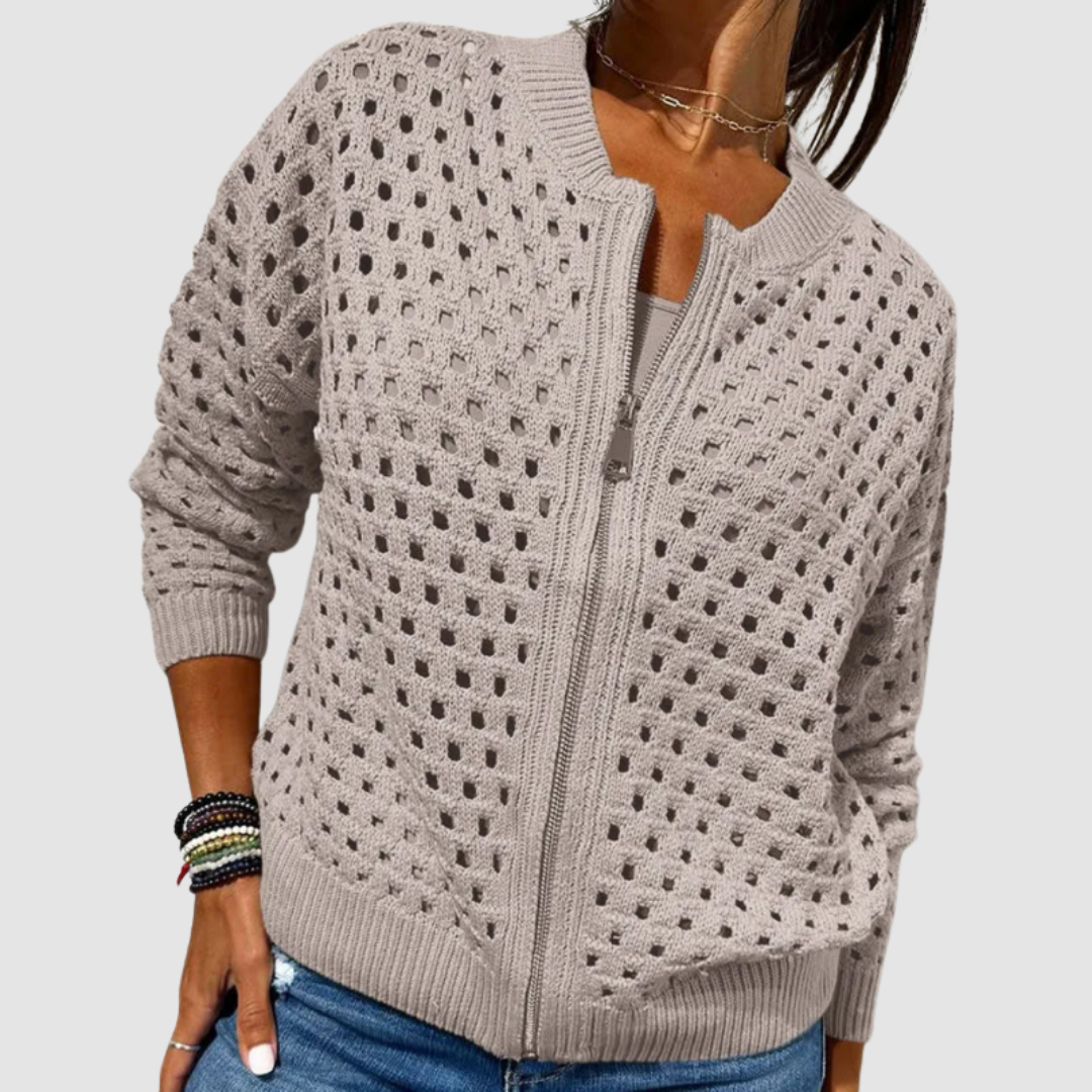 Constance knitted cardigan detail