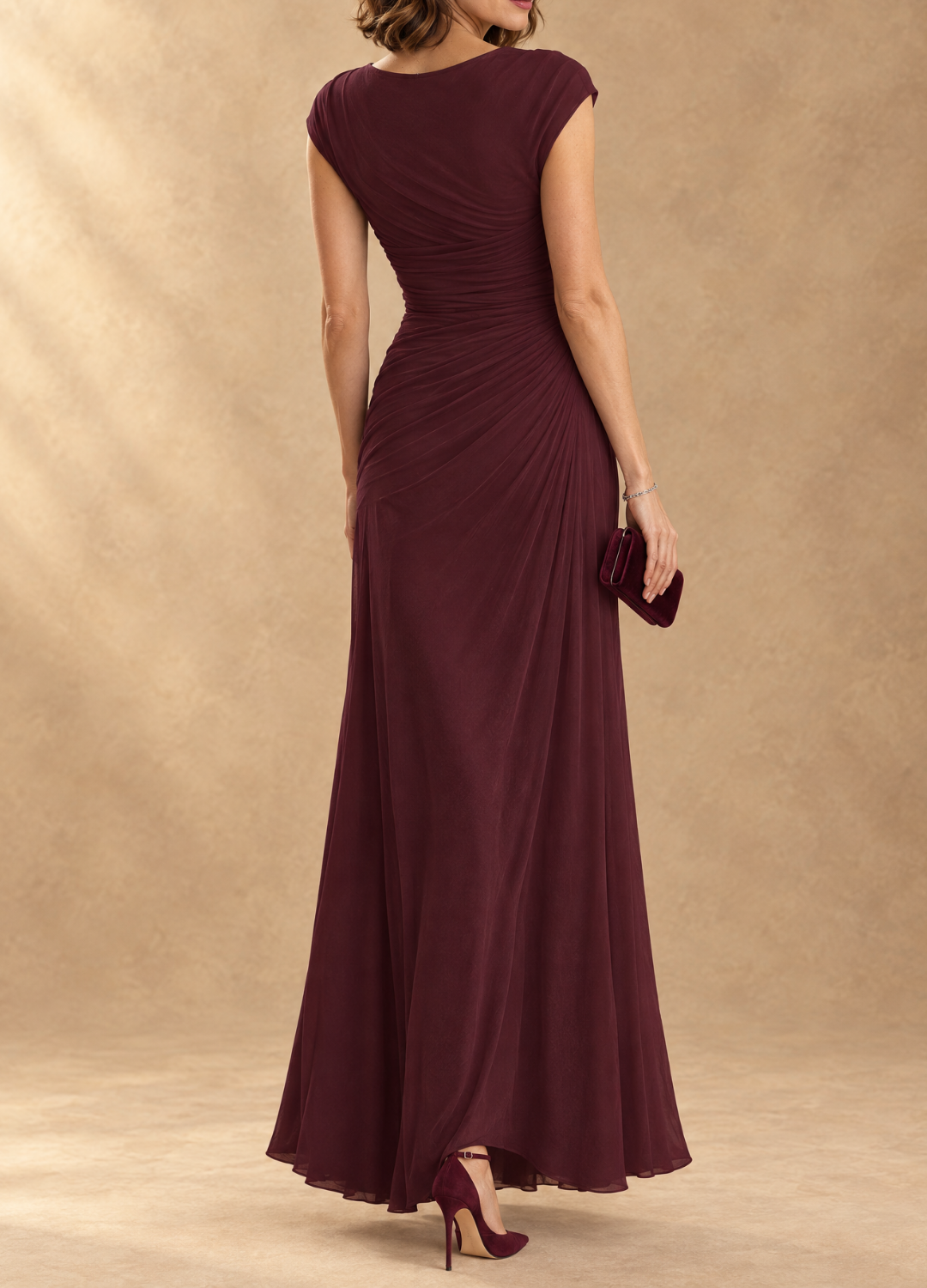 Cynthia Cowl Neck Maxi Dress - Burgundy