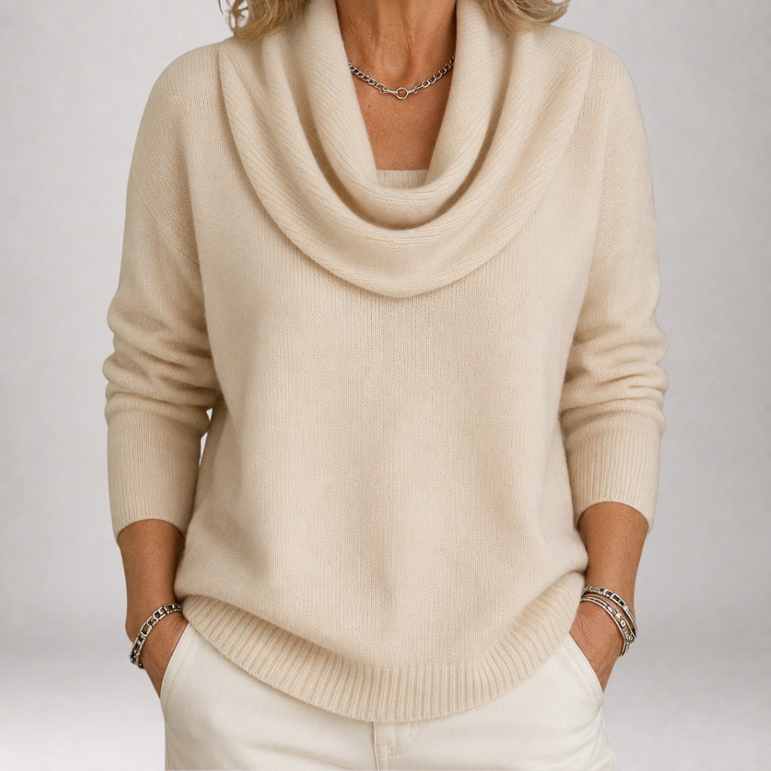 Delphie Draped Cowl Neck Sweater