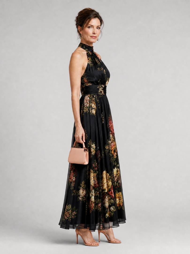 Fior – Floral Halter Neck Midi Dress