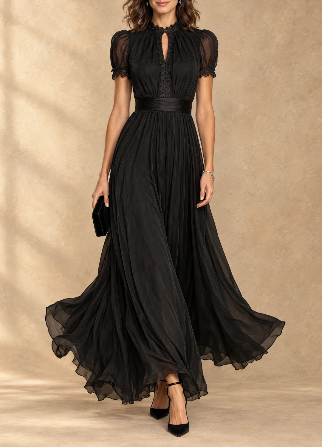 Elia Keyhole Maxi Dress - Black