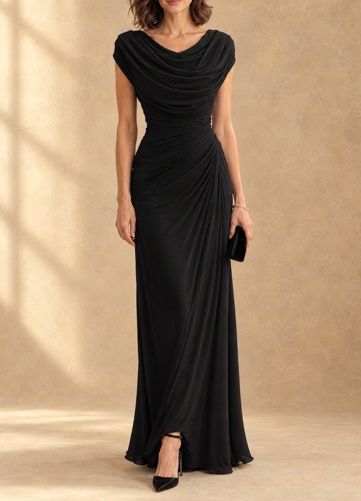Cynthia Cowl Neck Maxi Dress - Black
