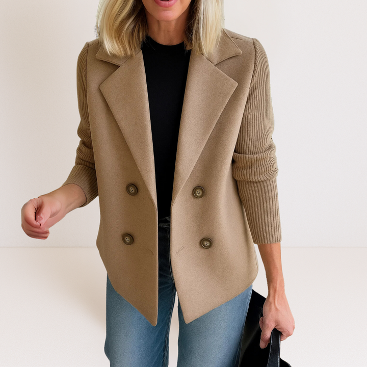 Marta - Elegant Coat with Knitted Sleeves