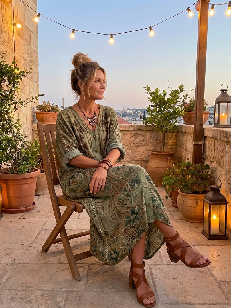 Aleta Button Front Oversized Pocket Midi Dress