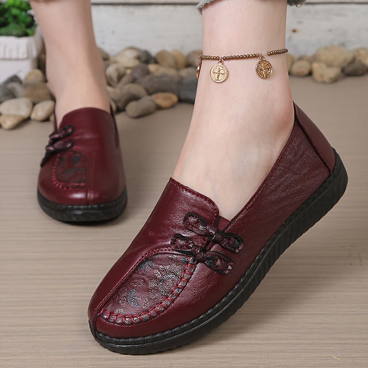 Martine Soft Slip-On Loafers - Burgundy