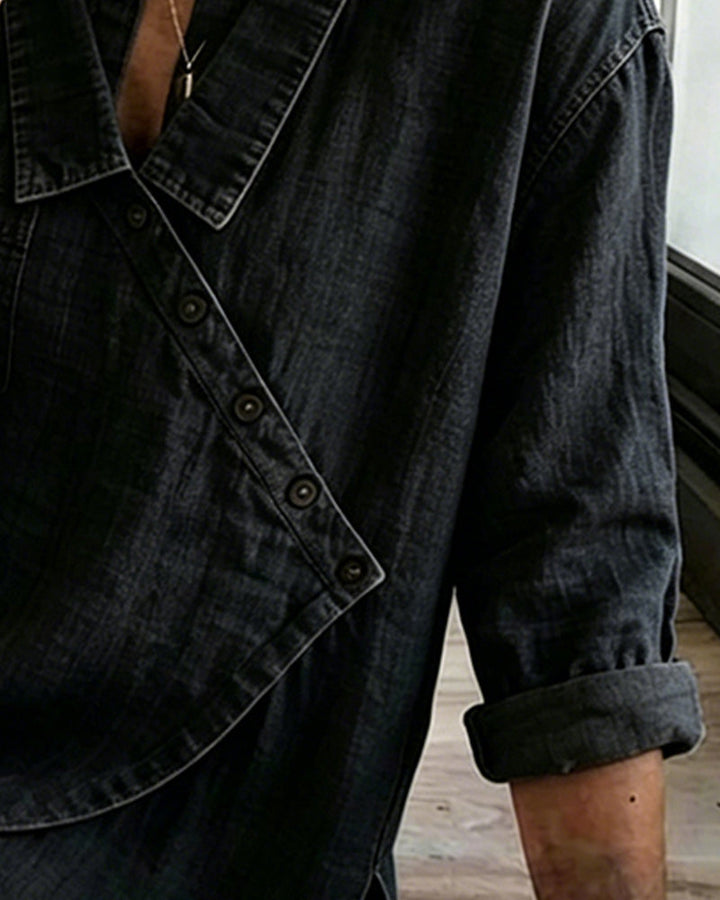 Marise Asymmetric Denim Blouse