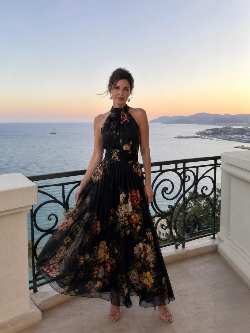 Fior – Floral Halter Neck Midi Dress
