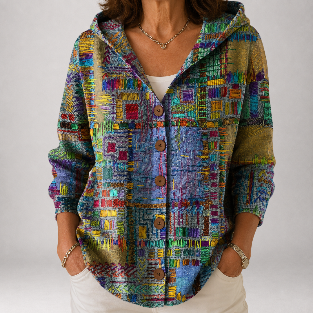 Halcyon Painted Patchwork Hooded Cardigan