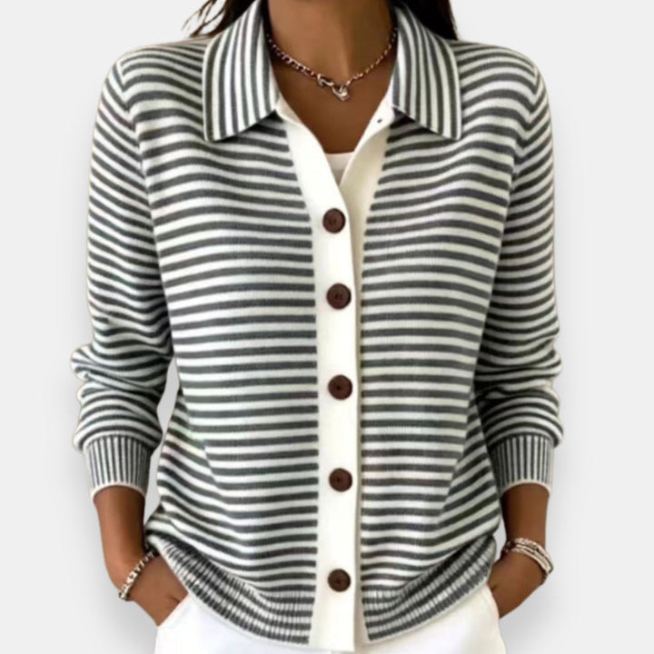 Nola Striped Button Cardigan