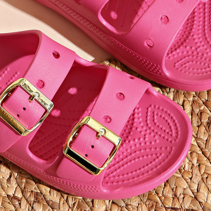 Metal Buckle Slide Sandals