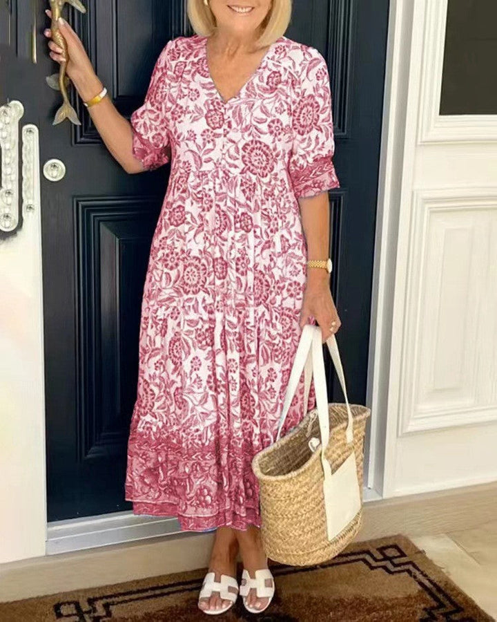 Ellie Graceful V-Neck Floral Dress