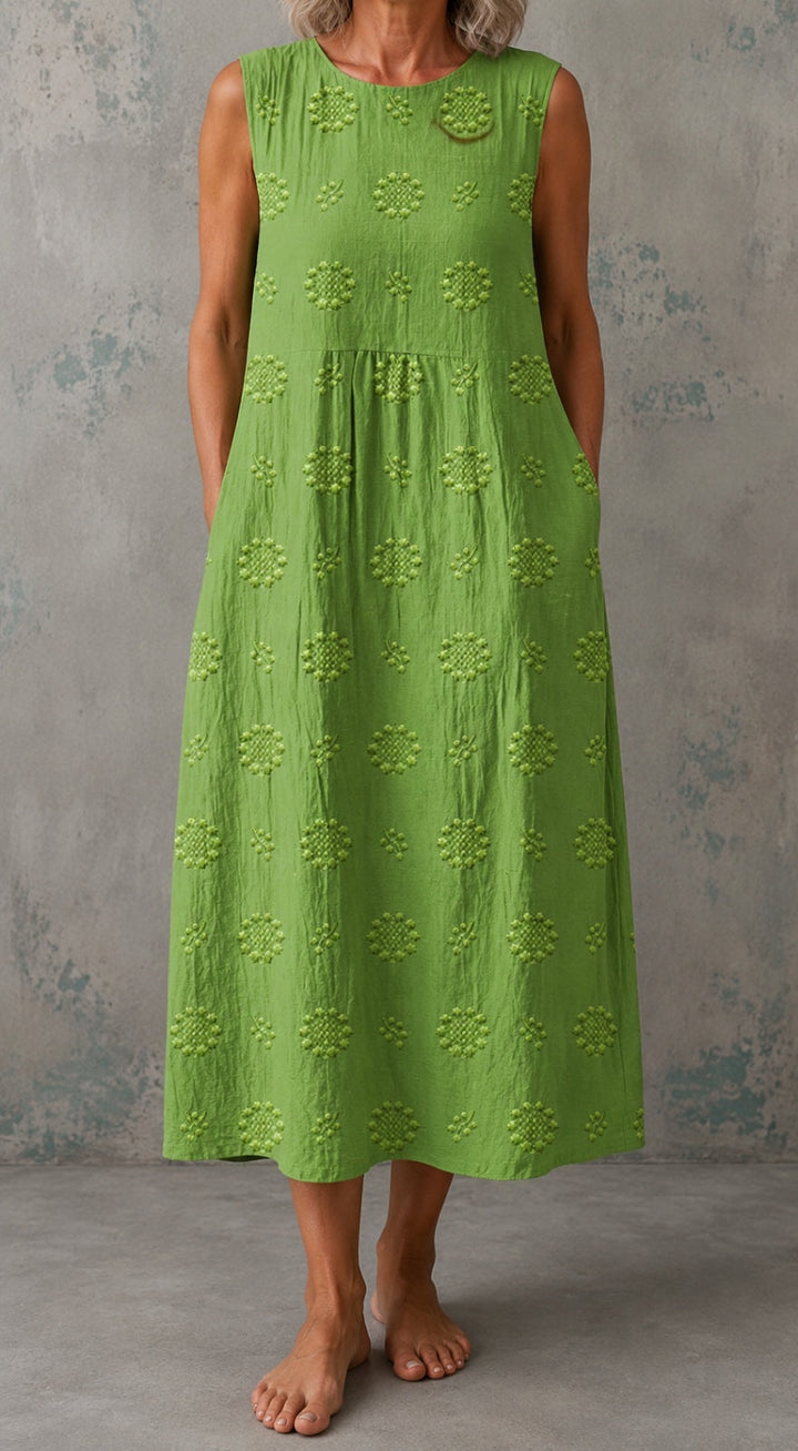 Linda Sleeveless Linen Dress - Green