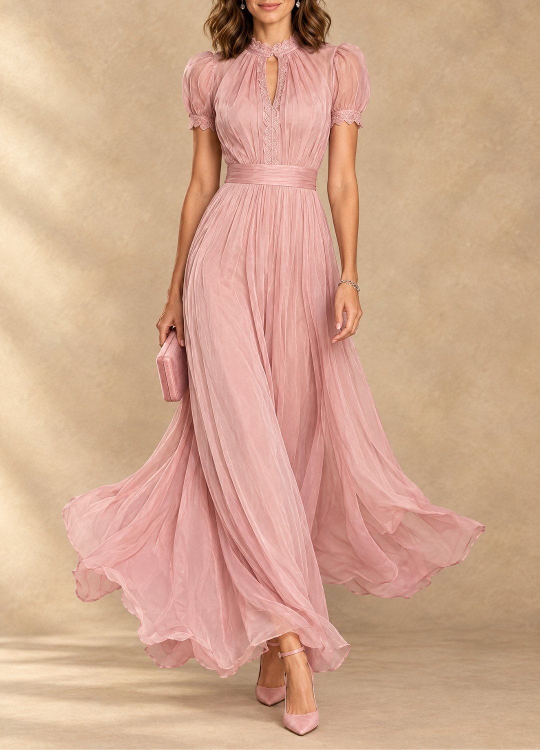 Elia Keyhole Maxi Dress - Pink