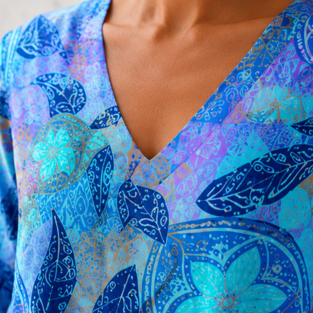 Juliet Long Blouse with V-Neck