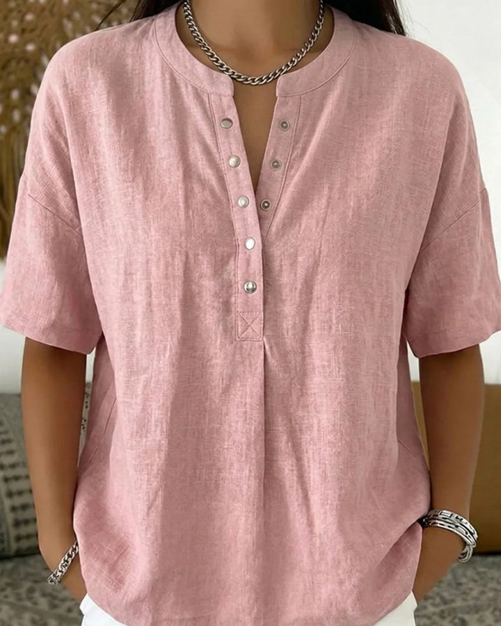 Erin - Casual Cotton Button Blouse