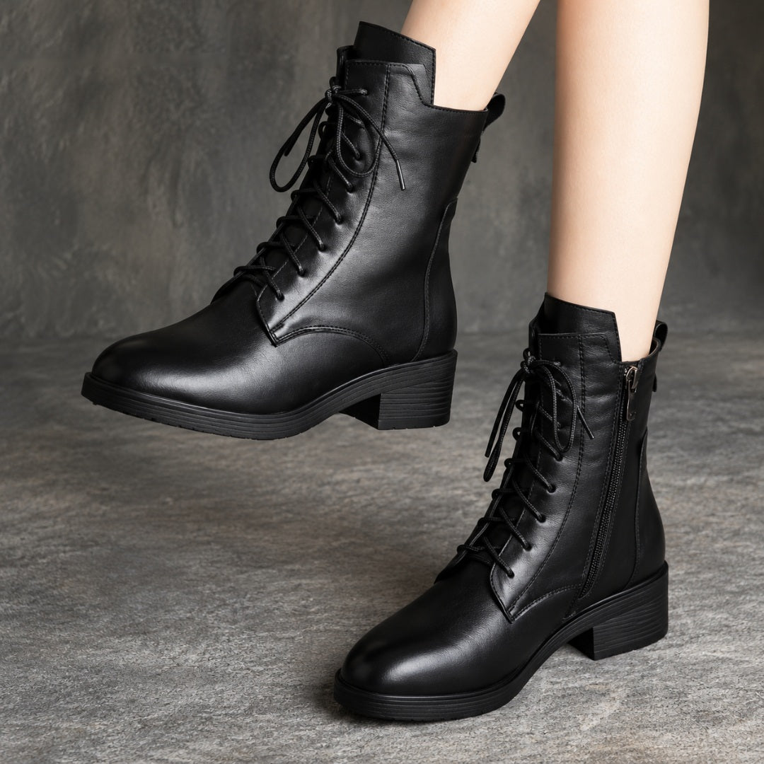 Shiela Classic Lace-Up Ankle Boots - Black