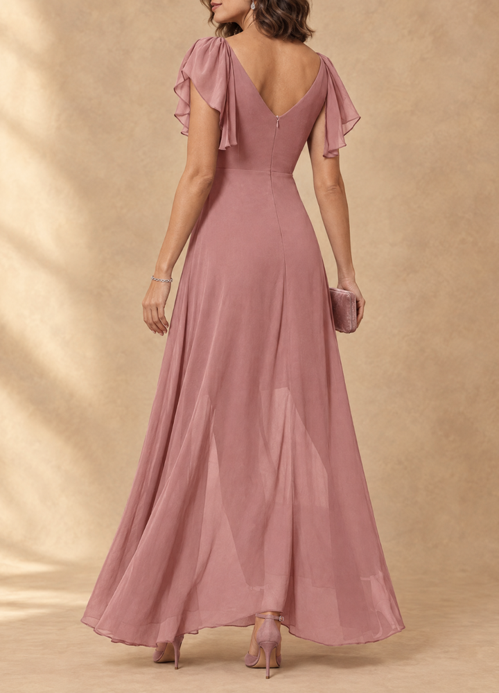 Denise Flutter Sleeve Maxi Dress - Rose