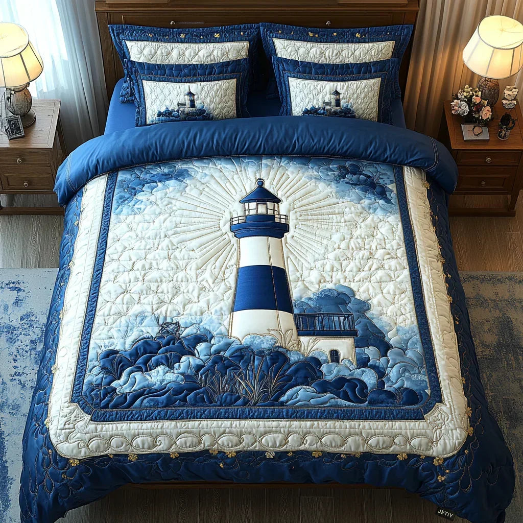 Lighthouse Breeze 3-Piece Quilted Bedding Set