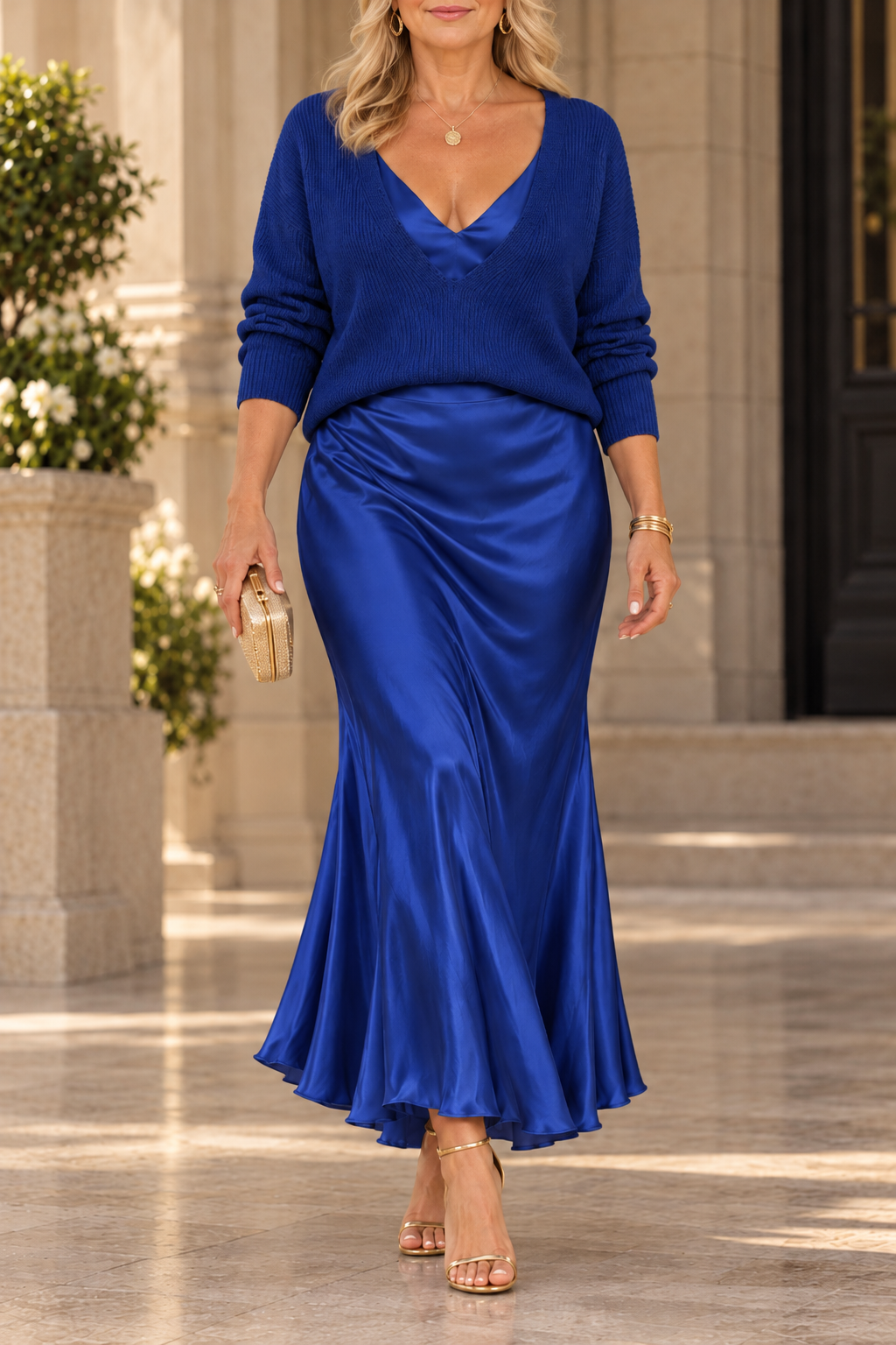 Jessa Sweater & Satin Maxi Dress Set