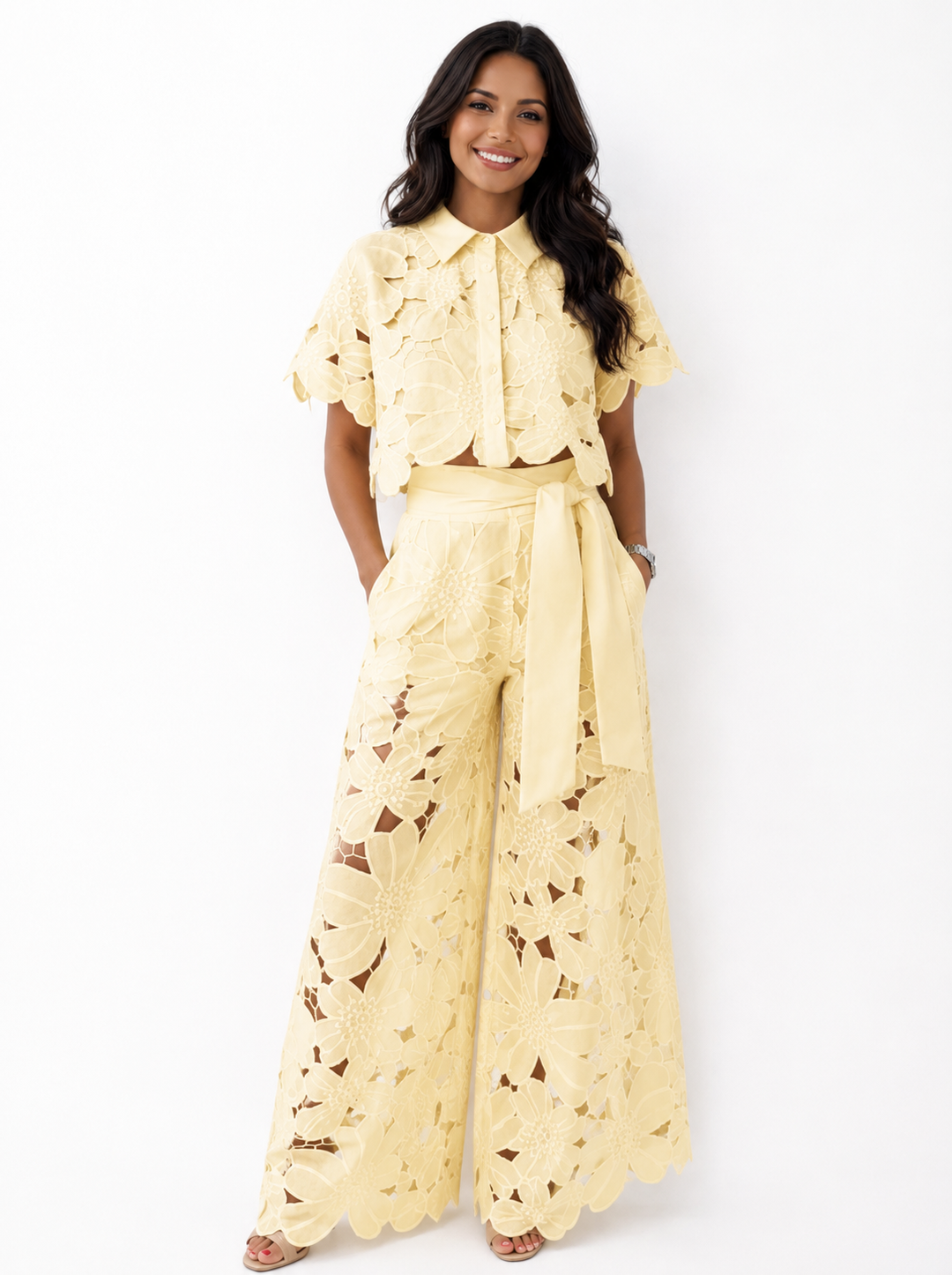 Margot – Lace &amp; Embroidered Two-Piece Set