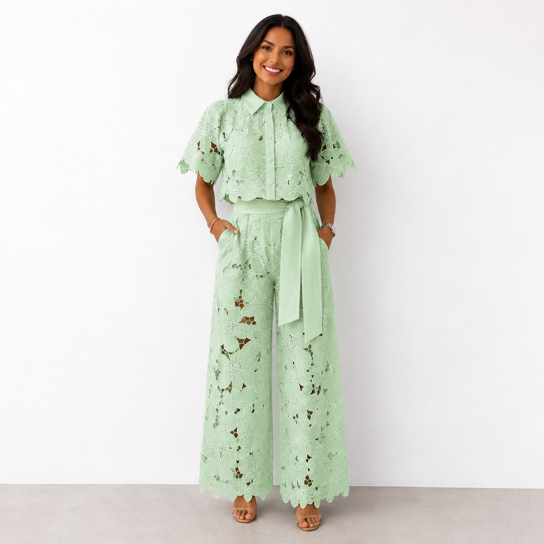 Margot – Lace &amp; Embroidered Two-Piece Set