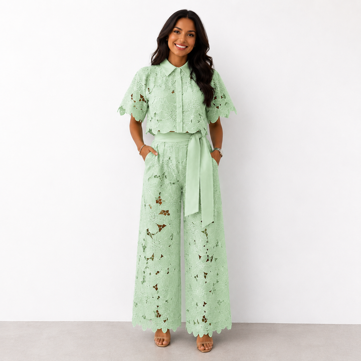 Margot – Lace &amp; Embroidered Two-Piece Set