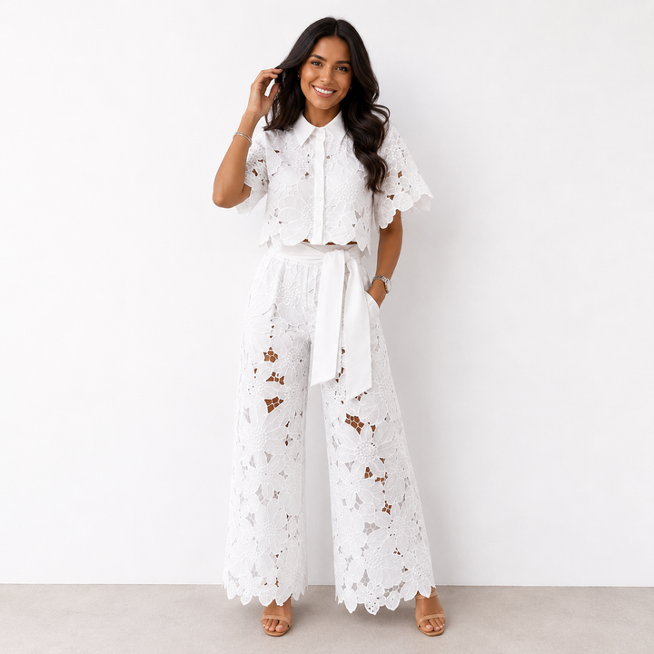 Margot – Lace &amp; Embroidered Two-Piece Set