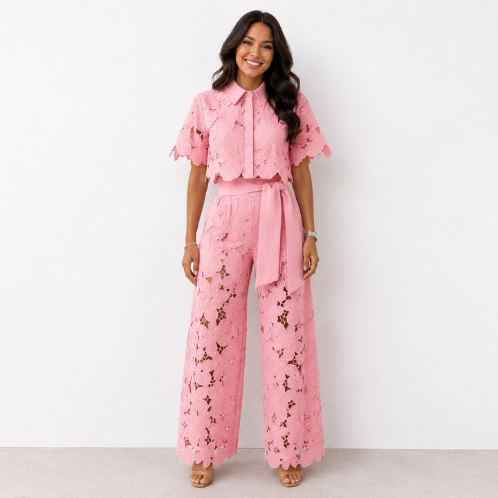 Margot – Lace &amp; Embroidered Two-Piece Set