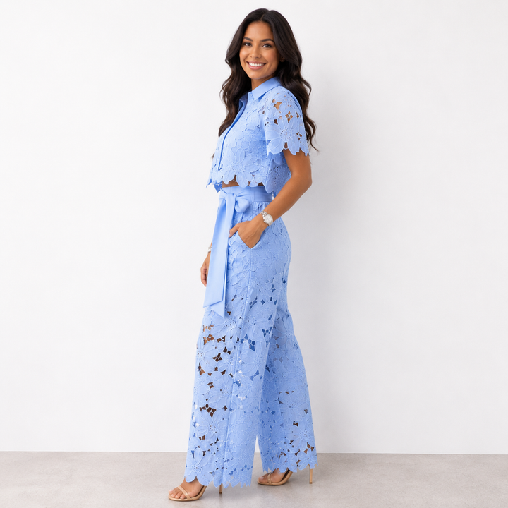 Margot – Lace &amp; Embroidered Two-Piece Set