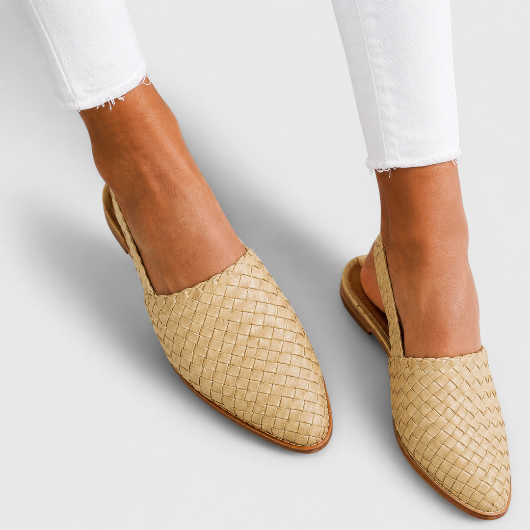 Simone Braided Back-Strap Loafers - Beige