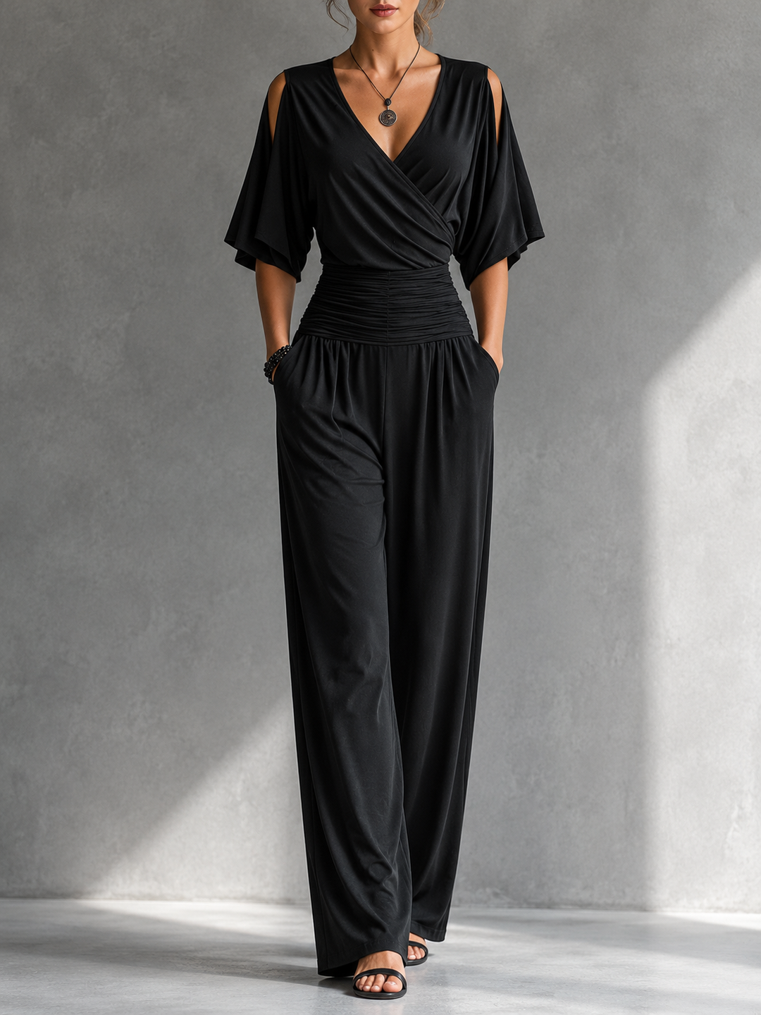 Alia – Wrap-Effect Wide-Leg Set