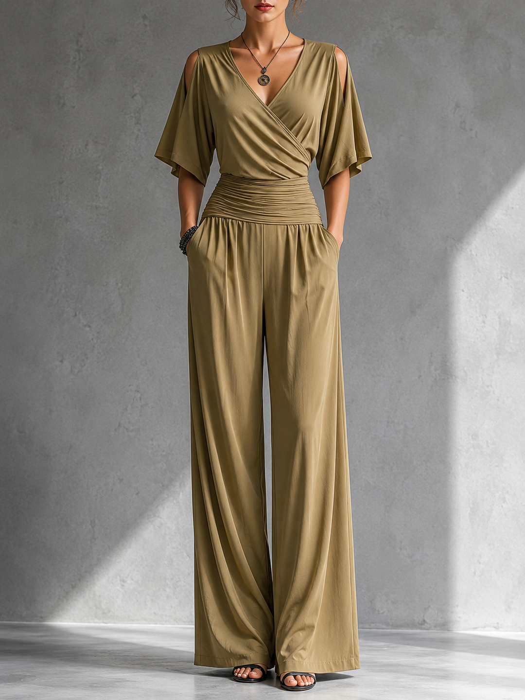 Alia – Wrap-Effect Wide-Leg Set