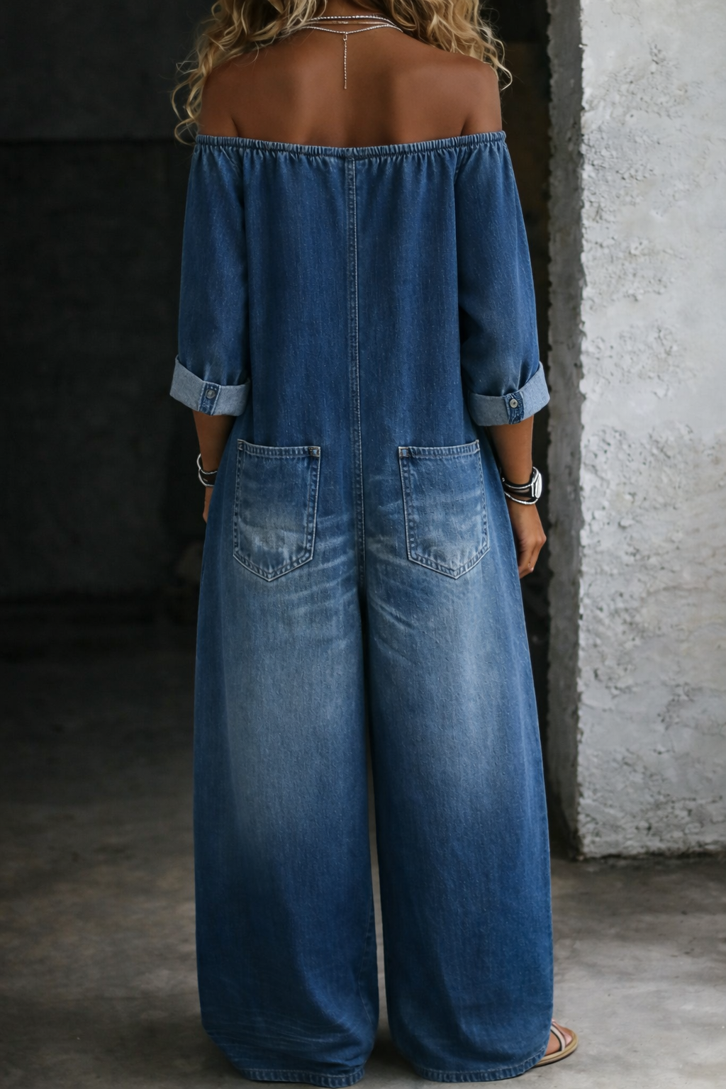 Elena Off-Shoulder Long Sleeve Jumpsuit