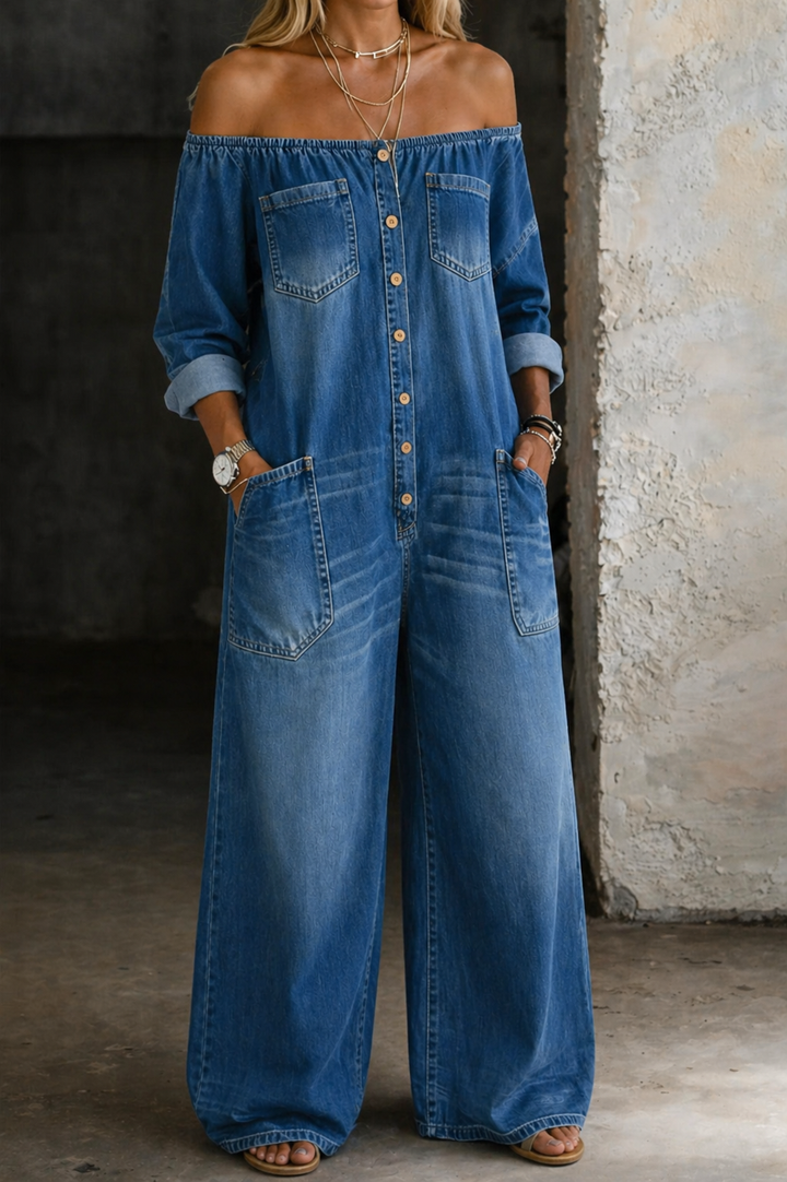 Elena Off-Shoulder Long Sleeve Jumpsuit