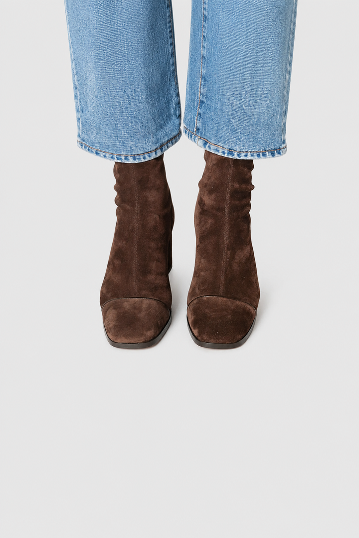 Violet Square-Toe Heeled Boots