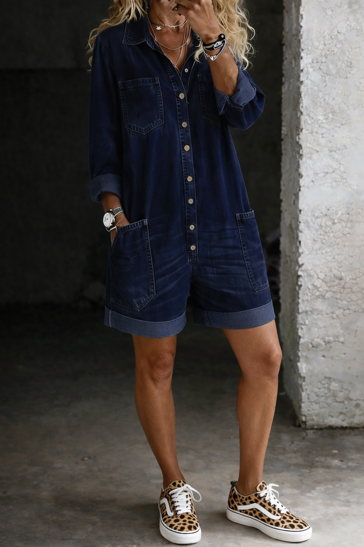 Nara Casual Denim Jumpsuit Shorts