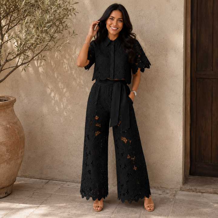 Margot – Lace &amp; Embroidered Two-Piece Set