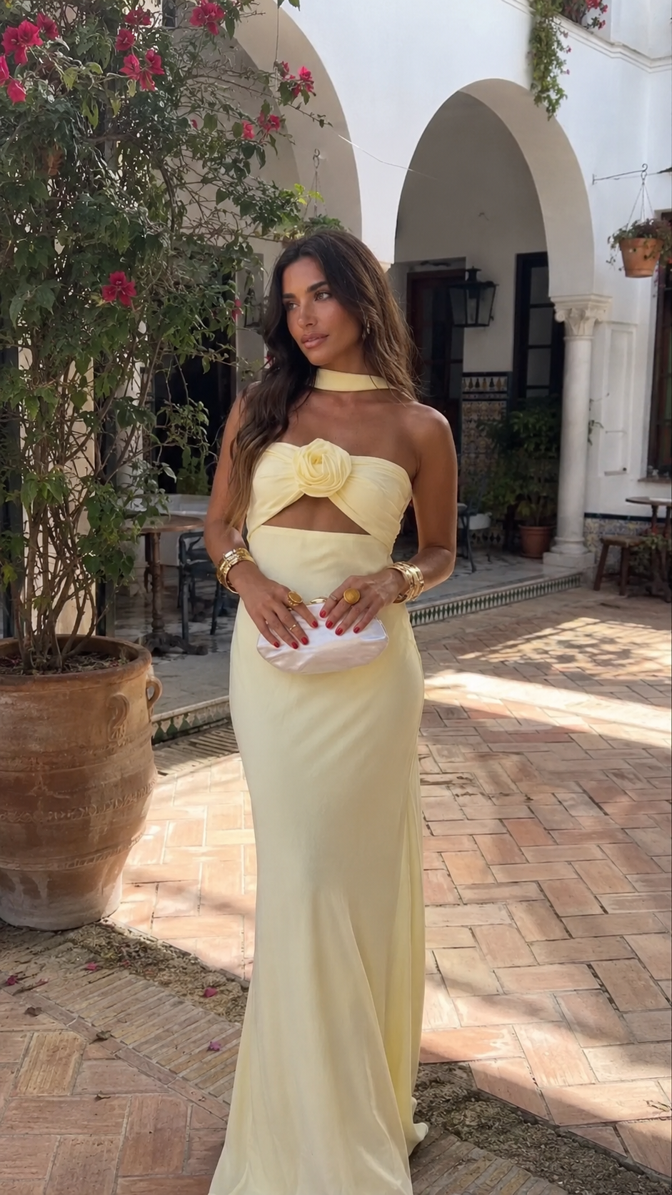 Capri – Pastel Yellow Floral Maxi Dress