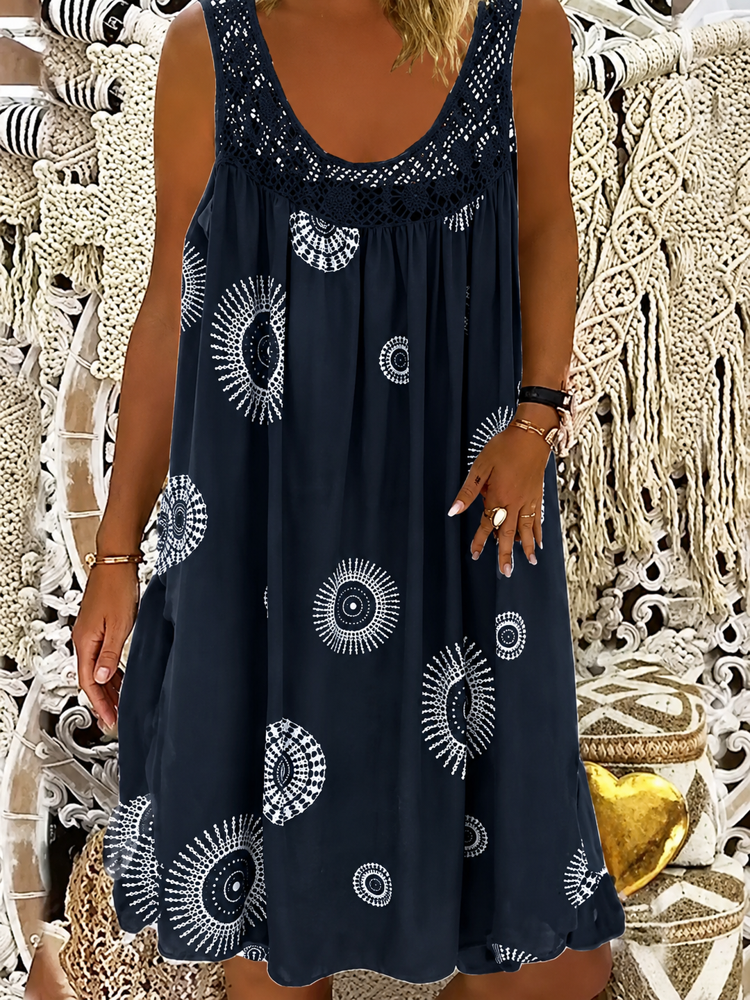 Solene Golden Ray Dress - Black