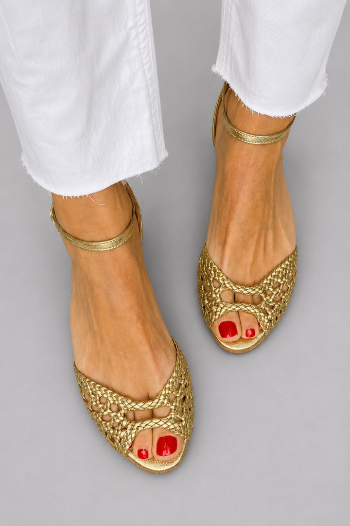 Isadora Woven Gold Sandals