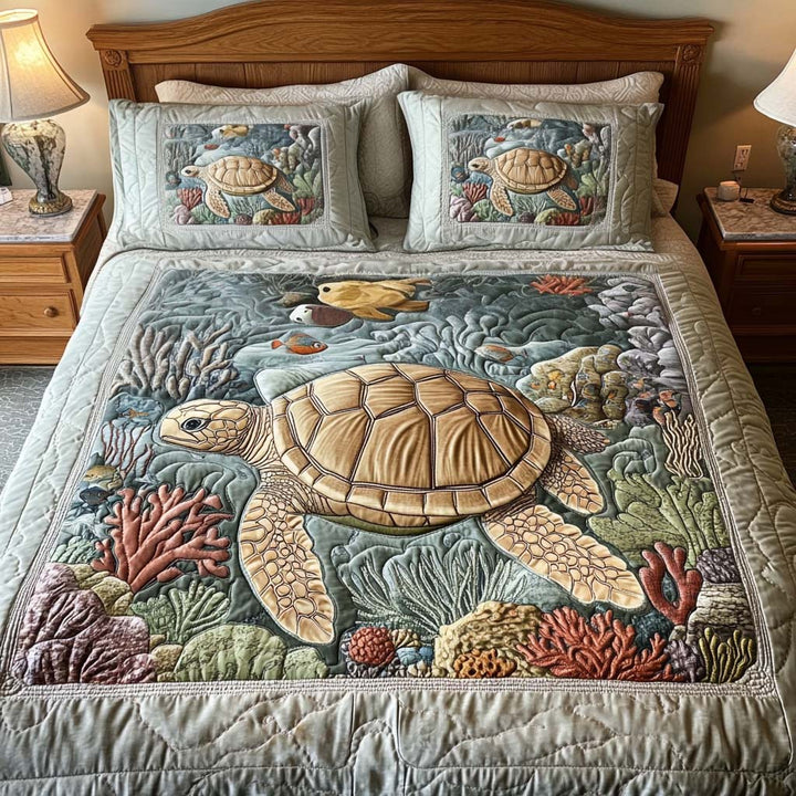 Ocean Waves 3-Piece Quilted Bedding Set