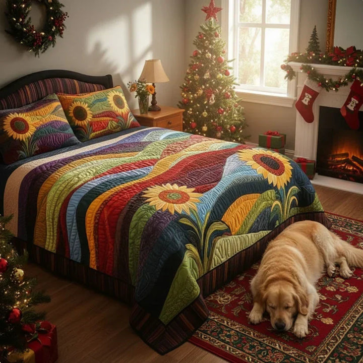 Sunflower Dream 3-Piece Quilted Bedding Set