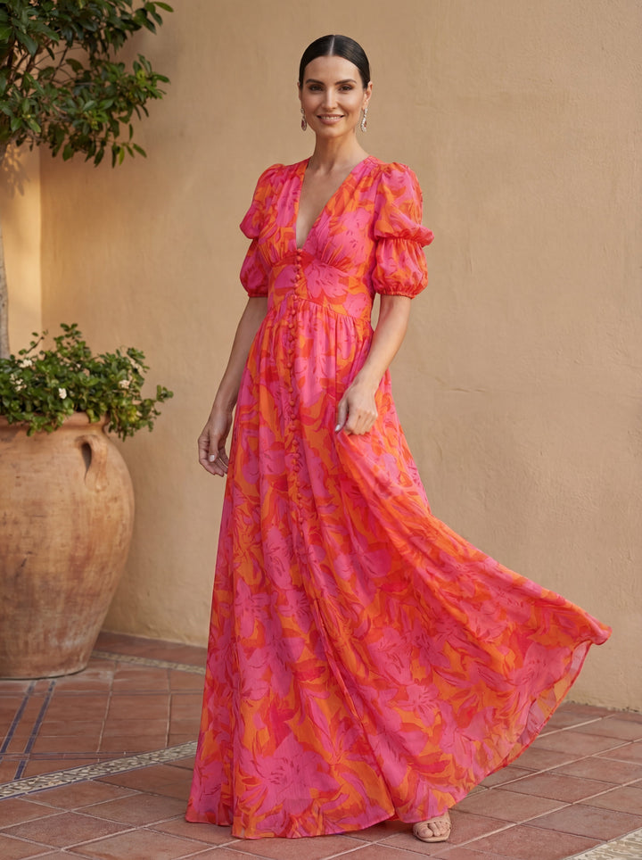 Florencia – Vibrant Floral Maxi Dress