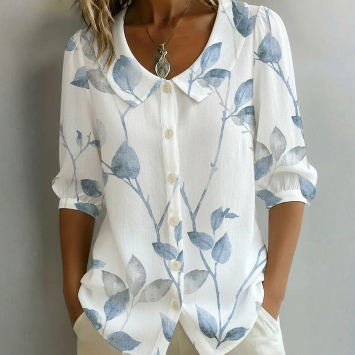 Ella Elegant Leaf Print Blouse