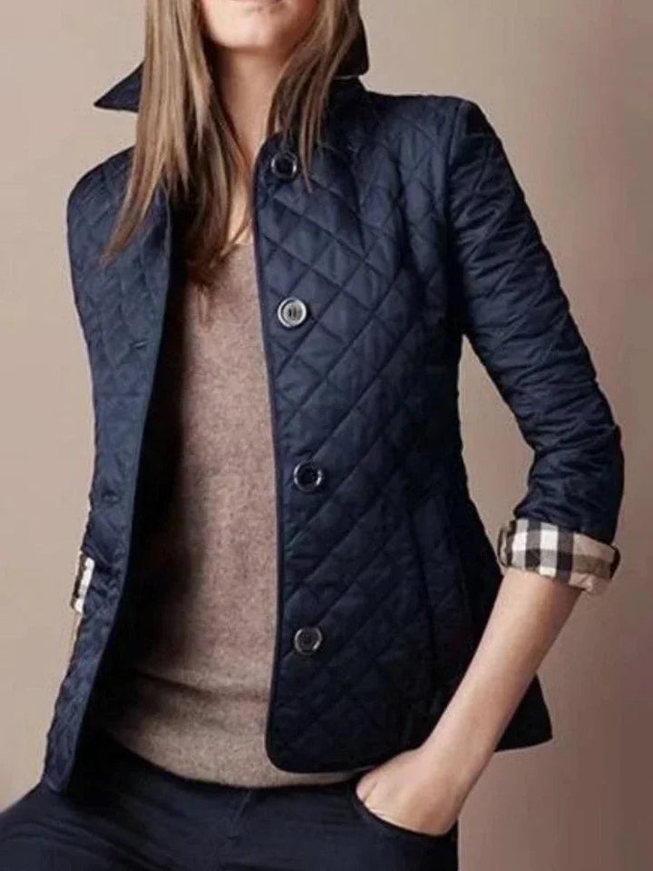 Elegant Tailored Coat - Navy Blue