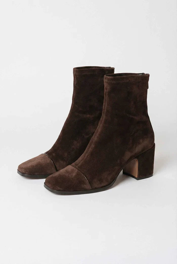 Violet Square-Toe Heeled Boots