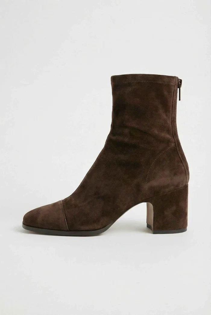 Violet Square-Toe Heeled Boots