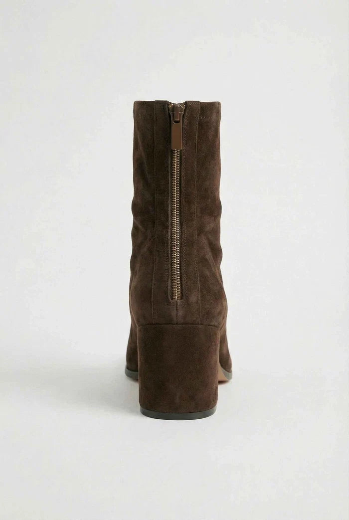 Violet Square-Toe Heeled Boots